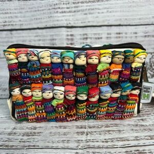 La Huerta Worry Dolls Cosmetic Bag Wallet Mexican Art NEW I De La Huerta